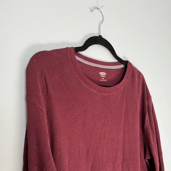 Old Navy Waffle Knit Long Sleeve Shirt Large Red - Picture 2 of 2